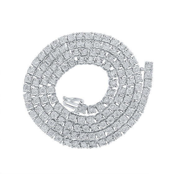10k White Gold Mens Round Diamond 20-inch Link Chain Necklace 4-3/8 Cttw