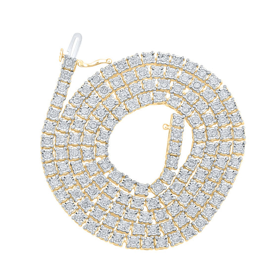 10k Yellow Gold Mens Round Diamond 22-inch Link Chain Necklace 4-3/4 Cttw