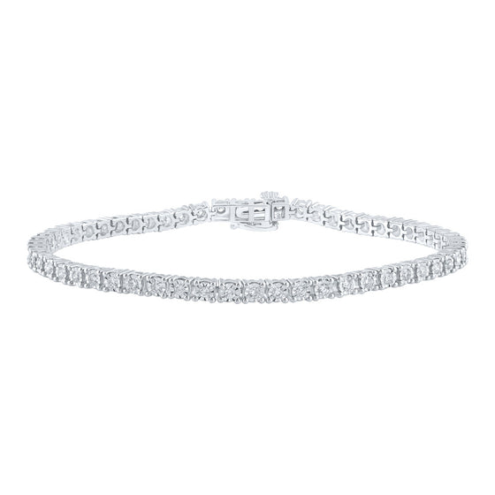 10k White Gold Mens Round Diamond Link Bracelet 1-7/8 Cttw