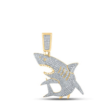  10k Yellow Gold Mens Round Diamond Shark Charm Pendant 1 Cttw
