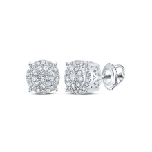  10k White Gold Womens Round Diamond Cluster Earrings 1/4 Cttw
