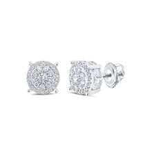  10k White Gold Womens Round Diamond Cluster Earrings 1/2 Cttw