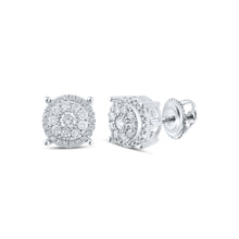  10k White Gold Womens Round Diamond Cluster Earrings 3/4 Cttw