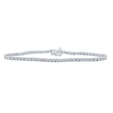  10k White Gold Mens Round Diamond 8-inch Single Row Link Bracelet 1/2 Cttw