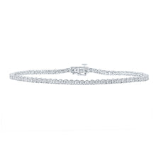  10k White Gold Mens Round Diamond 9-inch Single Row Link Bracelet 1/2 Cttw
