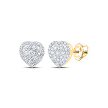  14k Yellow Gold Womens Round Diamond Heart Earrings 3/4 Cttw