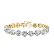  14k Yellow Gold Womens Round Diamond Fashion Bracelet 7-7/8 Cttw