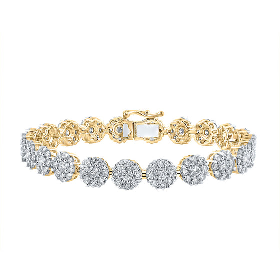 14k Yellow Gold Womens Round Diamond Fashion Bracelet 7-7/8 Cttw