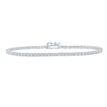  10k White Gold Womens Round Diamond Single Row Tennis Bracelet 2 Cttw