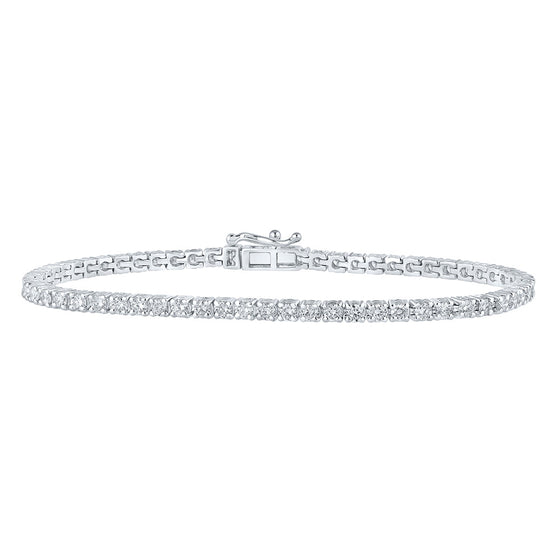 10k White Gold Womens Round Diamond Tennis Bracelet 3 Cttw