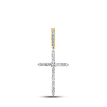  10k Yellow Gold Mens Round Diamond Cross Charm Pendant 1/2 Cttw