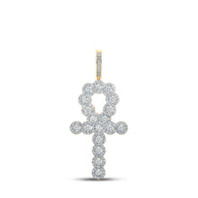  10k Yellow Gold Mens Round Diamond Ankh Cross Charm Pendant 1 Cttw