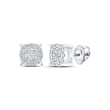  10k White Gold Womens Round Diamond Cluster Earrings 1/4 Cttw