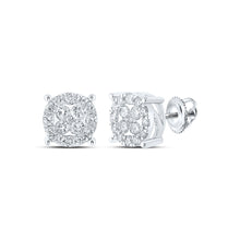  10k White Gold Womens Round Diamond Cluster Earrings 3/4 Cttw