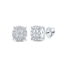  10k White Gold Womens Round Diamond Cluster Earrings 1-1/4 Cttw