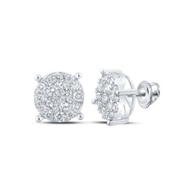  10k White Gold Womens Round Diamond Cluster Earrings 2 Cttw