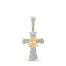  10k Yellow Gold Mens Round Diamond Eagle Cross Charm Pendant 1/2 Cttw
