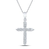 10k White Gold Womens Round Diamond Cross Pendant 1/2 Cttw