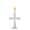 10k Yellow Gold Womens Round Diamond Cross Pendant 1/3 Cttw