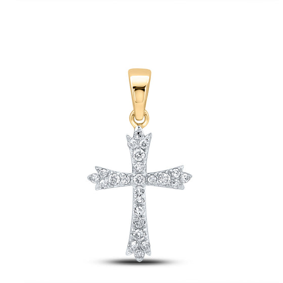 10k Yellow Gold Womens Round Diamond Cross Pendant 1/4 Cttw