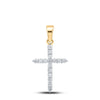 10k Yellow Gold Womens Round Diamond Cross Pendant 1/2 Cttw