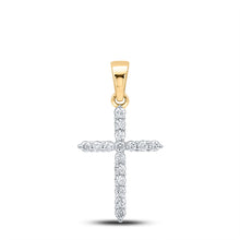  10k Yellow Gold Womens Round Diamond Cross Pendant 1/2 Cttw