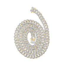  10k Yellow Gold Mens Round Diamond 22-inch Cuban Link Chain Necklace 5-3/8 Cttw