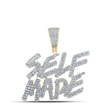  10k Yellow Gold Mens Round Diamond Self-Made Phrase Charm Pendant 1-3/8 Cttw