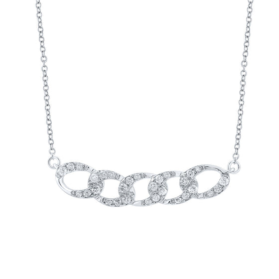 10k White Gold Womens Round Diamond Cuban Link Fashion Necklace 1/4 Cttw