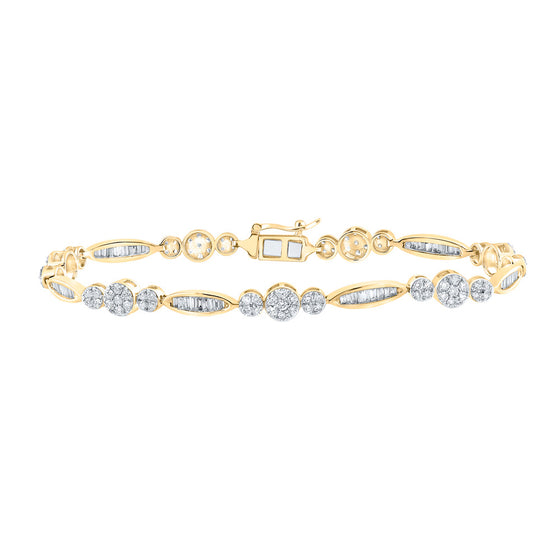 14k Yellow Gold Womens Round Diamond Fashion Bracelet 2 Cttw