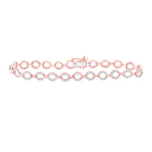  10k Rose Gold Womens Round Diamond Fashion Bracelet 1-3/8 Cttw