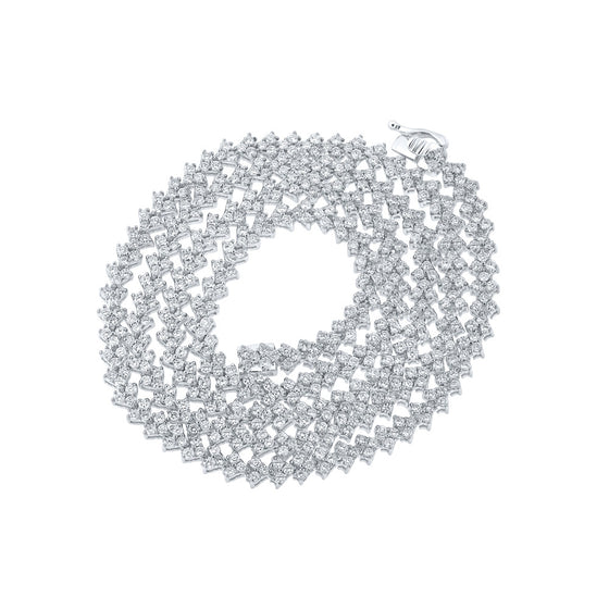 10k White Gold Mens Round Diamond 22-inch Link Chain Necklace 8 Cttw
