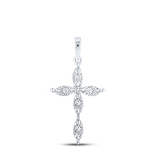  Sterling Silver Womens Round Diamond Cross Pendant 1/20 Cttw