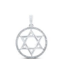  Sterling Silver Womens Round Diamond Star of David Religious Pendant 1/10 Cttw