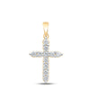 10k Yellow Gold Womens Round Diamond Cross Pendant 1/2 Cttw