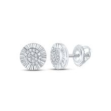  Sterling Silver Womens Round Diamond Cluster Earrings 1/10 Cttw