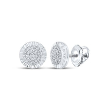  Sterling Silver Womens Round Diamond Cluster Earrings 1/6 Cttw