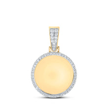  10k Yellow Gold Mens Round Diamond Memory Circle Charm Pendant 1 Cttw