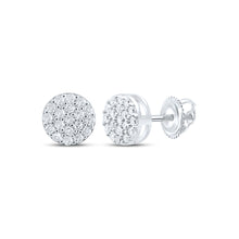  Sterling Silver Womens Round Diamond Cluster Earrings 1/4 Cttw