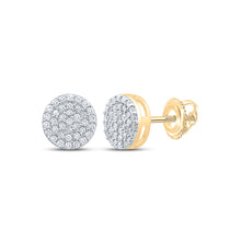  Yellow-tone Sterling Silver Womens Round Diamond Cluster Earrings 1/3 Cttw
