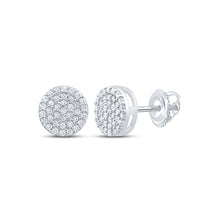  Sterling Silver Womens Round Diamond Cluster Earrings 1/3 Cttw