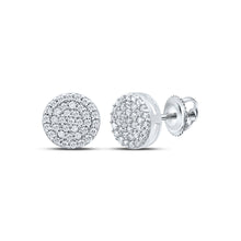  Sterling Silver Womens Round Diamond Cluster Earrings 3/8 Cttw