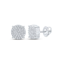  Sterling Silver Womens Round Diamond Cluster Earrings 3/8 Cttw