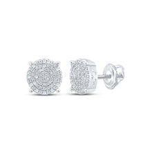  Sterling Silver Womens Round Diamond Cluster Earrings 1/2 Cttw