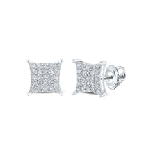  10k White Gold Womens Round Diamond Kite Square Earrings 1/4 Cttw