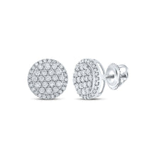 10k White Gold Womens Round Diamond Cluster Earrings 1/2 Cttw