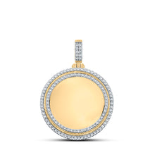  10k Yellow Gold Mens Round Diamond Memory Circle Charm Pendant 1-7/8 Cttw