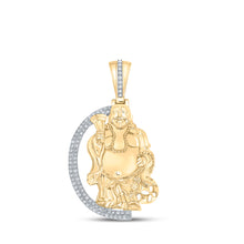  10k Yellow Gold Mens Round Diamond Buddha Charm Pendant 1 Cttw