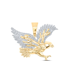  10k Yellow Gold Mens Round Diamond Eagle Charm Pendant 1/4 Cttw