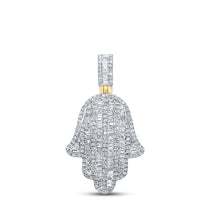  10k Yellow Gold Mens Baguette Diamond Hamsa Charm Pendant 1 Cttw